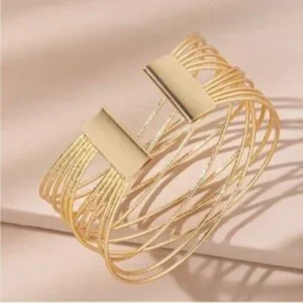 Gold 1pc Cuff Bracelet View 2